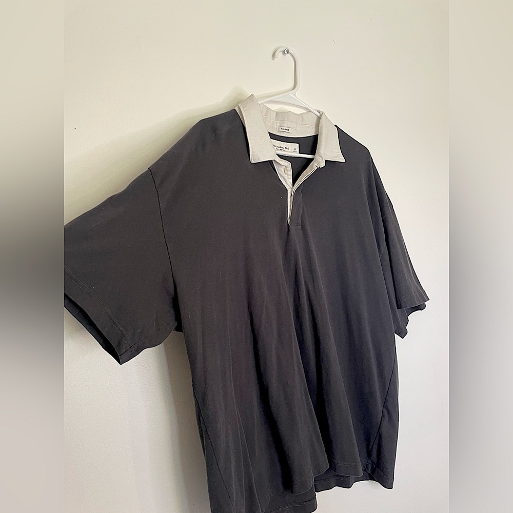 A&F contrast color polo.